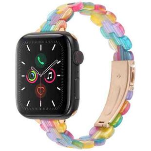 For Apple Watch 42mm / 41mm / 40mm / 38mm Oval Resin Watch Band(Rainbow)