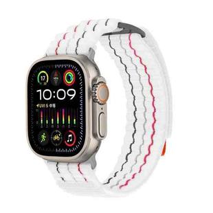 For Apple Watch 46mm / 49mm / 45mm / 44mm Kalebol  Dual-section Sports Nylon Loop Watch Band(White)