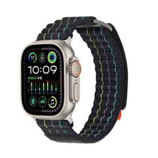 For Apple Watch 46mm / 49mm / 45mm / 44mm Kalebol  Dual-section Sports Nylon Loop Watch Band(Black)