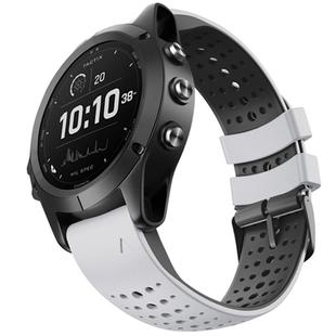 For Garmin QuickFit 22mm Kalebol Breathable Two-color Silicone Watch Band(White Black)
