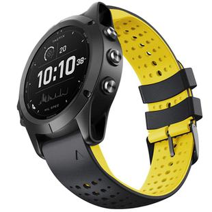 For Garmin QuickFit 22mm Kalebol Breathable Two-color Silicone Watch Band(Black Yellow)
