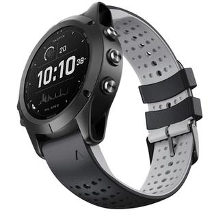 For Garmin QuickFit 22mm Kalebol Breathable Two-color Silicone Watch Band(Black Grey)