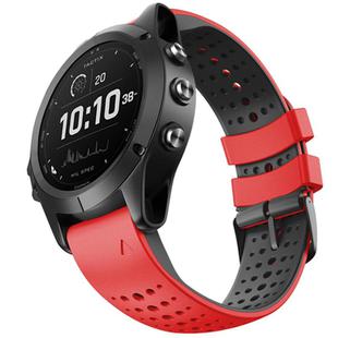 For Garmin QuickFit 22mm Kalebol Breathable Two-color Silicone Watch Band(Red Black)