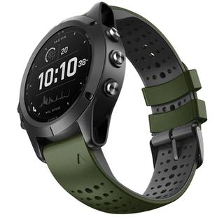 For Garmin QuickFit 22mm Kalebol Breathable Two-color Silicone Watch Band(Army Green)