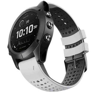 For Garmin QuickFit 26mm Kalebol Breathable Two-color Silicone Watch Band(White Black)