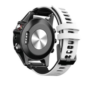 For Garmin QuickFit 22mm Kalebol Two-layer Silicone Watch Band(White Black)