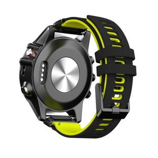For Garmin QuickFit 22mm Kalebol Two-layer Silicone Watch Band(Black Yellow)