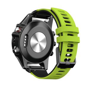 For Garmin QuickFit 22mm Kalebol Two-layer Silicone Watch Band(Green Black)