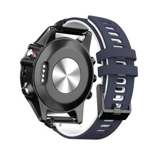 For Garmin QuickFit 22mm Kalebol Two-layer Silicone Watch Band(Blue White)