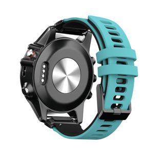 For Garmin QuickFit 26mm Kalebol Two-layer Silicone Watch Band(Teal Black)