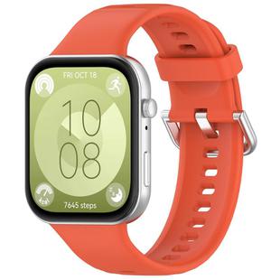 For Huawei Watch Fit3 Kalebol Soft Silicone Strap(Red Tea Orange)