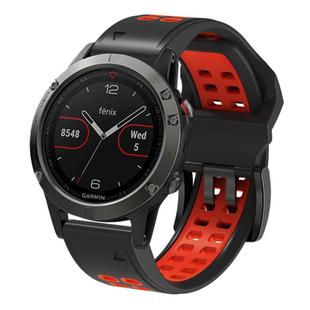 For Garmin QuickFit 22mm Kalebol Tow Row Holes Silicone Watch Band(Black Red)
