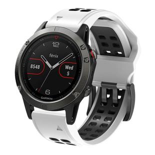 For Garmin QuickFit 26mm Kalebol Tow Row Holes Silicone Watch Band(White Black)