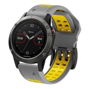 For Garmin QuickFit 26mm Kalebol Tow Row Holes Silicone Watch Band(Grey Yellow)