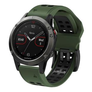 For Garmin QuickFit 26mm Kalebol Tow Row Holes Silicone Watch Band(Green Black)