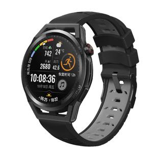 Kalebol 22mm Universal Three Row Holes Silicone Watch Band(Black Grey)