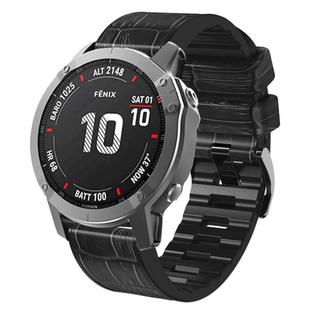 For Garmin QuickFit 22mm Kalebol Crocodile Texture Silicone Leather Watch Band(Black)