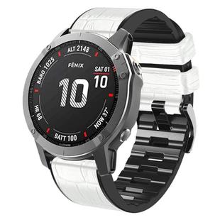 For Garmin QuickFit 26mm Kalebol Crocodile Texture Silicone Leather Watch Band(White)