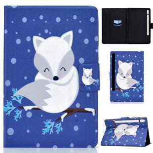 For Samsung Galaxy Tab S8 / Galaxy Tab S7 T870 Electric Pressed Left Right Flat Leather Case with Sleep Function Pen Cover & Card Slot & Holder(Arctic Fox)