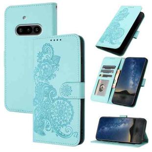 For Nothing Phone 3a Datura Flower Embossed Flip Leather Phone Case(Light Blue)