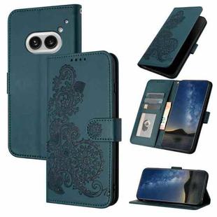 For Nothing Phone 2a Datura Flower Embossed Flip Leather Phone Case(Dark Green)