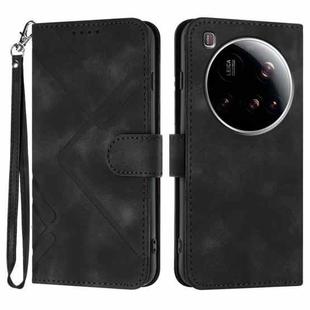 For Xiaomi 15 Ultra Line Pattern Skin Feel Leather Phone Case(Black)