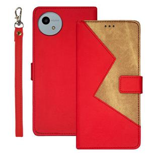For Sharp Aquos wish4 idewei Two-color Splicing Leather Phone Case(Red)