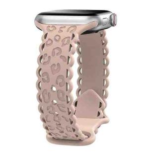 For Apple Watch 42mm / 41mm / 40mm / 38mm Lace Laser Engraved Leopard Silicone Watch Band(Milk Tea)