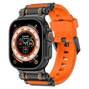 For Apple Watch 46mm / 49mm / 45mm / 44mm Armor Gear Silicone Watch Band(Black Orange)