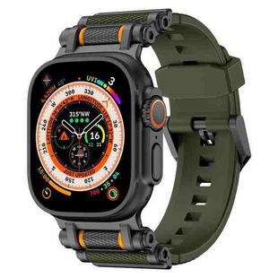 For Apple Watch 46mm / 49mm / 45mm / 44mm Armor Gear Silicone Watch Band(Black Green)
