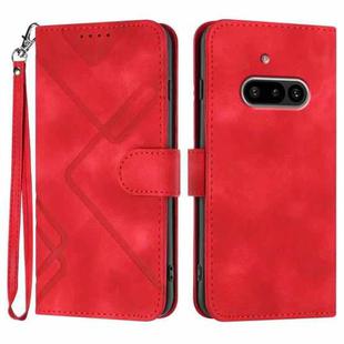 For Nothing Phone 3a Line Pattern Skin Feel Leather Phone Case(Red)