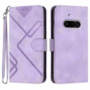 For Nothing Phone 3a Line Pattern Skin Feel Leather Phone Case(Light Purple)