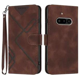 For Nothing Phone 3a Line Pattern Skin Feel Leather Phone Case(Coffee)