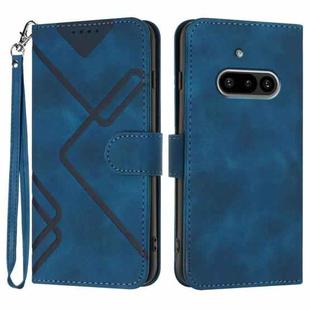 For Nothing Phone 3a Line Pattern Skin Feel Leather Phone Case(Royal Blue)