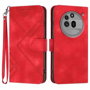For Nothing Phone 3a Pro Line Pattern Skin Feel Leather Phone Case(Red)