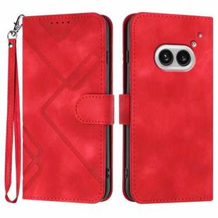 For Nothing Phone 2a Line Pattern Skin Feel Leather Phone Case(Red)