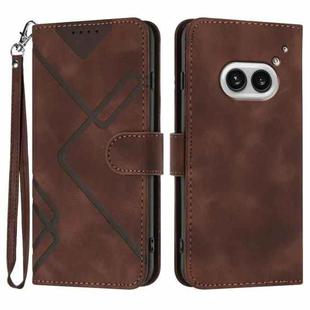 For Nothing Phone 2a Line Pattern Skin Feel Leather Phone Case(Coffee)