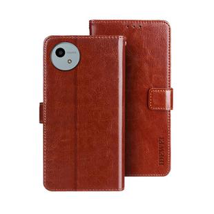 For Sharp Aquos wish4 idewei Crazy Horse Texture Leather Phone Case(Brown)