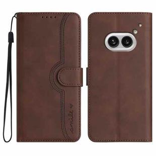 For Nothing Phone 2a Heart Pattern Skin Feel Leather Phone Case(Brown)