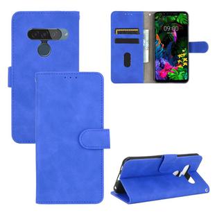 For LG G8s ThinQ Solid Color Skin Feel Magnetic Buckle Horizontal Flip Calf Texture PU Leather Case with Holder & Card Slots & Wallet(Blue)