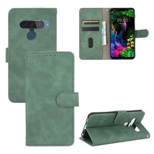 For LG G8s ThinQ Solid Color Skin Feel Magnetic Buckle Horizontal Flip Calf Texture PU Leather Case with Holder & Card Slots & Wallet(Green)