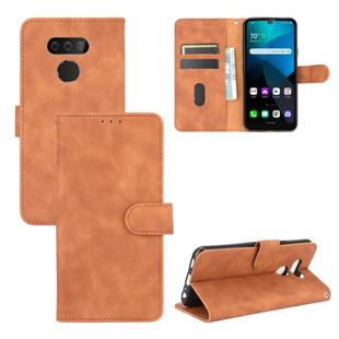 For LG Harmony 4 Solid Color Skin Feel Magnetic Buckle Horizontal Flip Calf Texture PU Leather Case with Holder & Card Slots & Wallet(Brown)