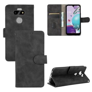 For LG K31 / Aristo 5 Solid Color Skin Feel Magnetic Buckle Horizontal Flip Calf Texture PU Leather Case with Holder & Card Slots & Wallet(Black)