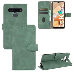 For LG K41S / K51S Solid Color Skin Feel Magnetic Buckle Horizontal Flip Calf Texture PU Leather Case with Holder & Card Slots & Wallet(Green)