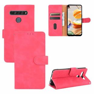 For LG K61 / Q61 Solid Color Skin Feel Magnetic Buckle Horizontal Flip Calf Texture PU Leather Case with Holder & Card Slots & Wallet(Rose Red)