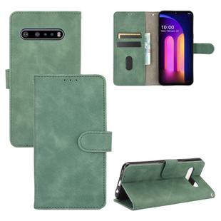 For LG V60 ThinQ 5G Solid Color Skin Feel Magnetic Buckle Horizontal Flip Calf Texture PU Leather Case with Holder & Card Slots & Wallet(Green)