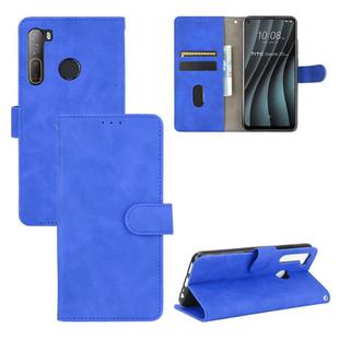 For HTC Desire 20 Pro Solid Color Skin Feel Magnetic Buckle Horizontal Flip Calf Texture PU Leather Case with Holder & Card Slots & Wallet(Blue)