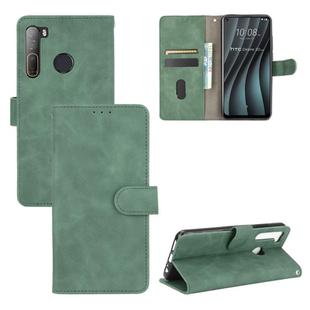 For HTC Desire 20 Pro Solid Color Skin Feel Magnetic Buckle Horizontal Flip Calf Texture PU Leather Case with Holder & Card Slots & Wallet(Green)