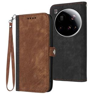 For Xiaomi 15 Ultra Side Buckle Double Fold Hand Strap Leather Phone Case(Brown)