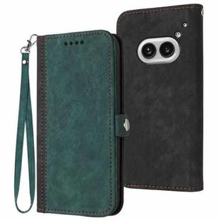 For Nothing Phone 2a Side Buckle Double Fold Hand Strap Leather Phone Case(Dark Green)